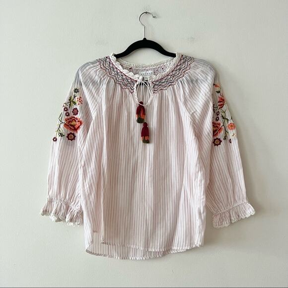 Velvet by Graham & Spencer Rina Floral Embroidered Peasant Blouse - Picture 2 of 9